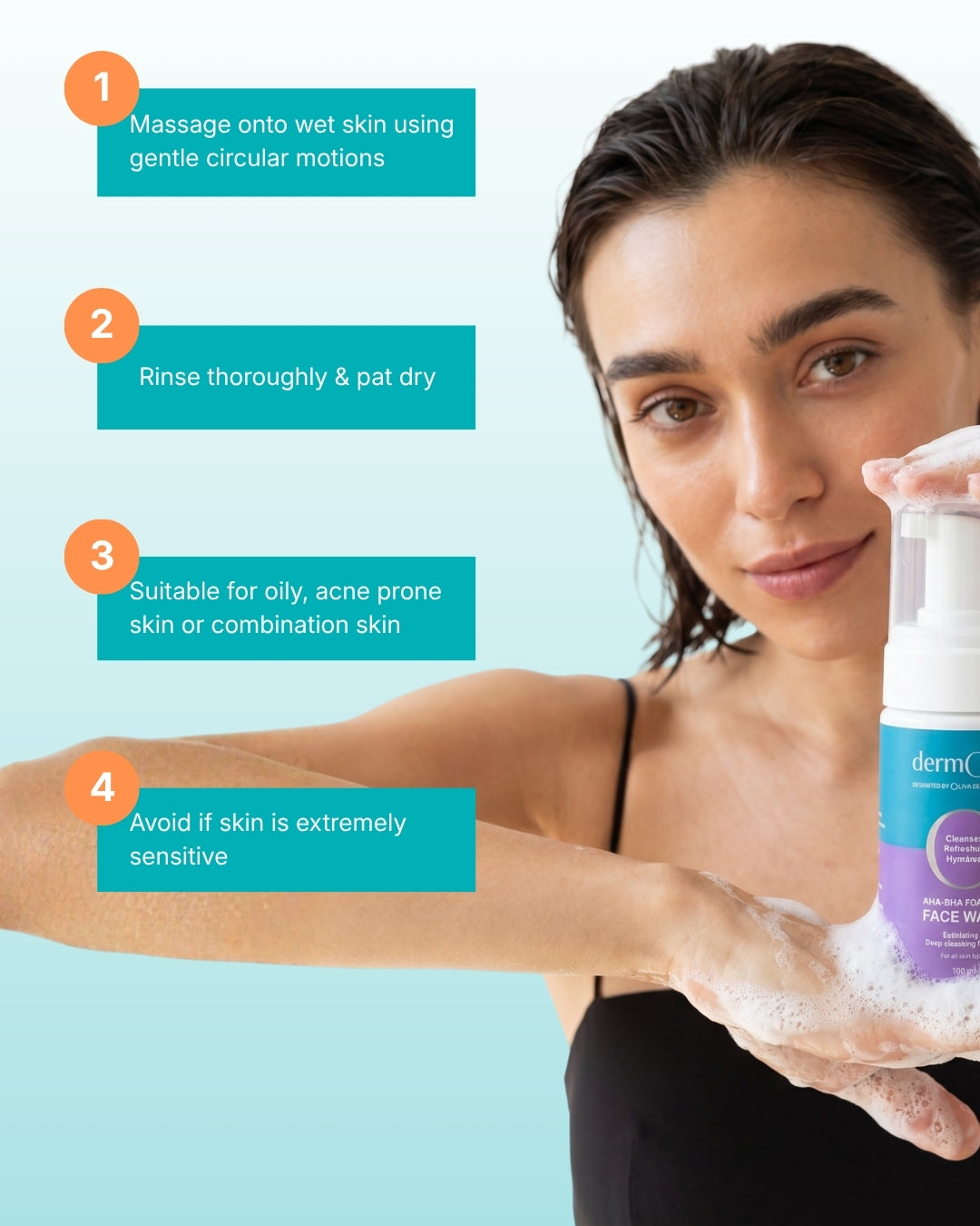 dermOLIV AHA-BHA Foaming Face Wash