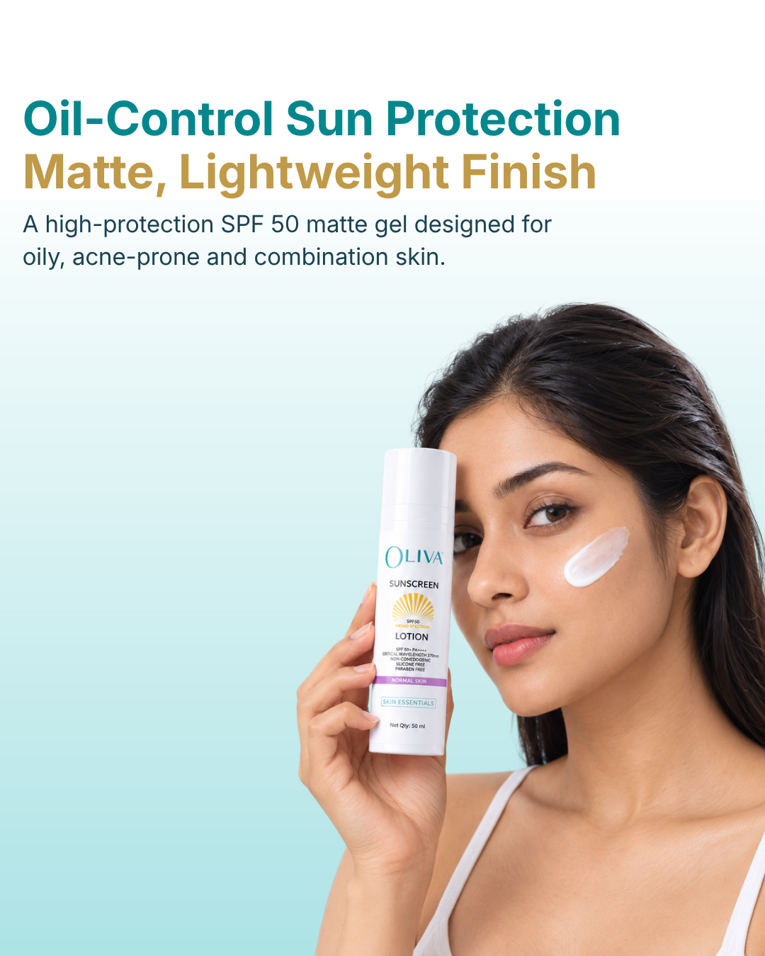 Oliva Sunscreen Matte Gel Cream - Oily / Combination Skin