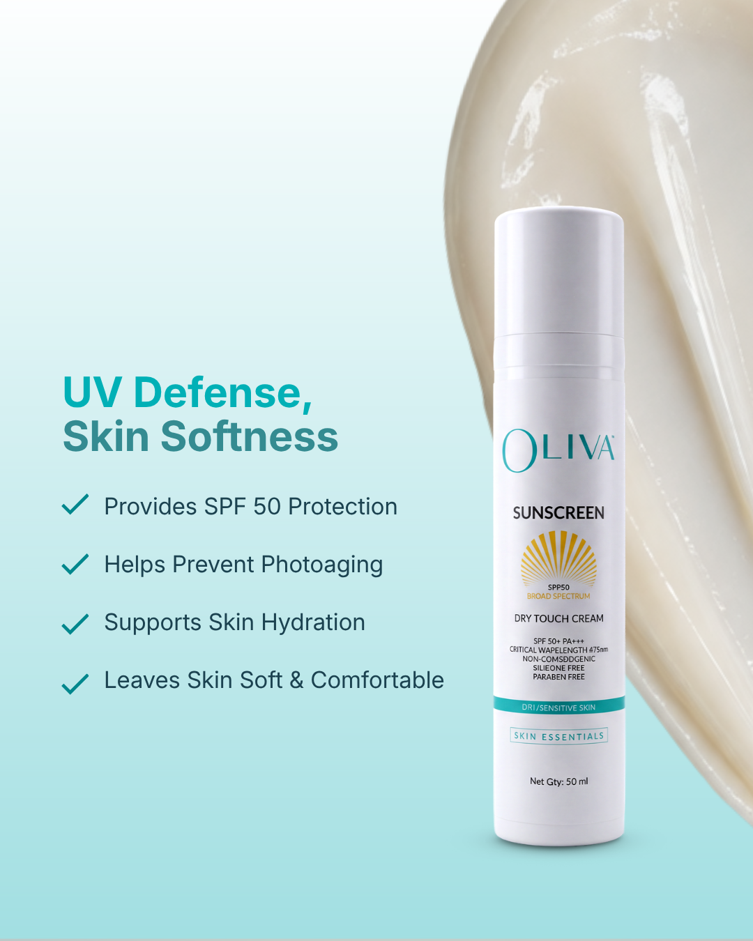 Oliva Sunscreen Dry Touch Cream - Dry / Sensitive Skin