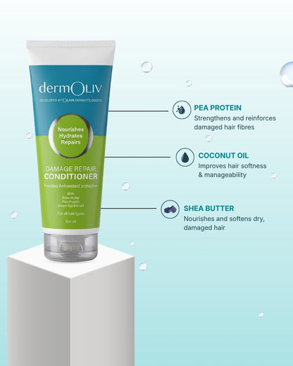 dermOLIV Damage Repair Conditioner For Thin &amp; Normal Hair