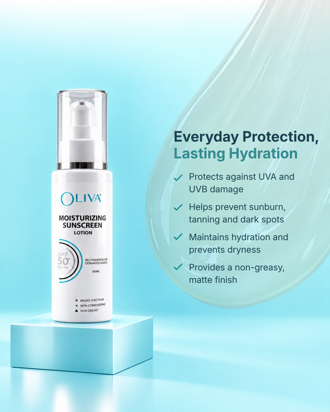 Oliva Moisturizing Sunscreen Lotion SPF 50 - 60ml