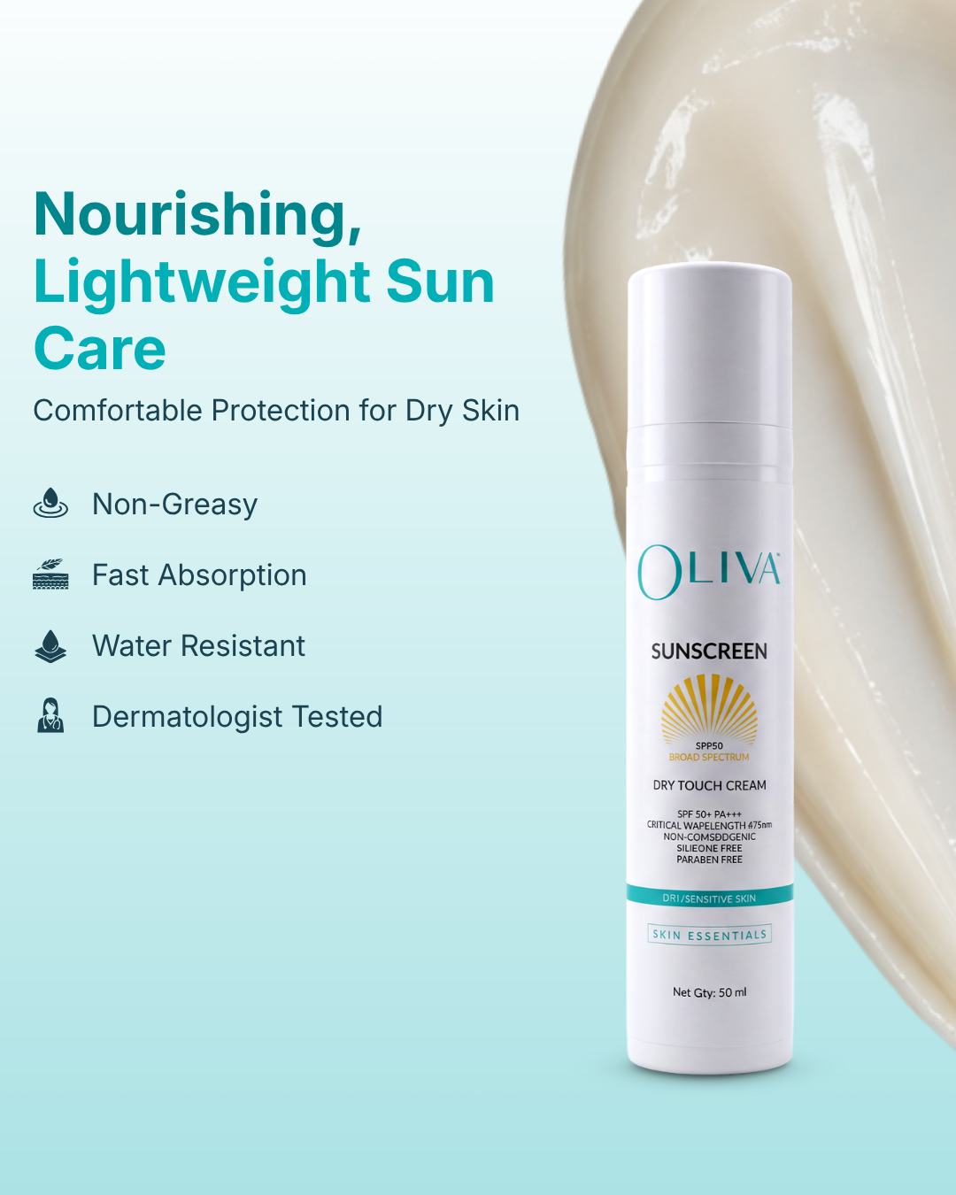 Oliva Sunscreen Dry Touch Cream - Dry / Sensitive Skin