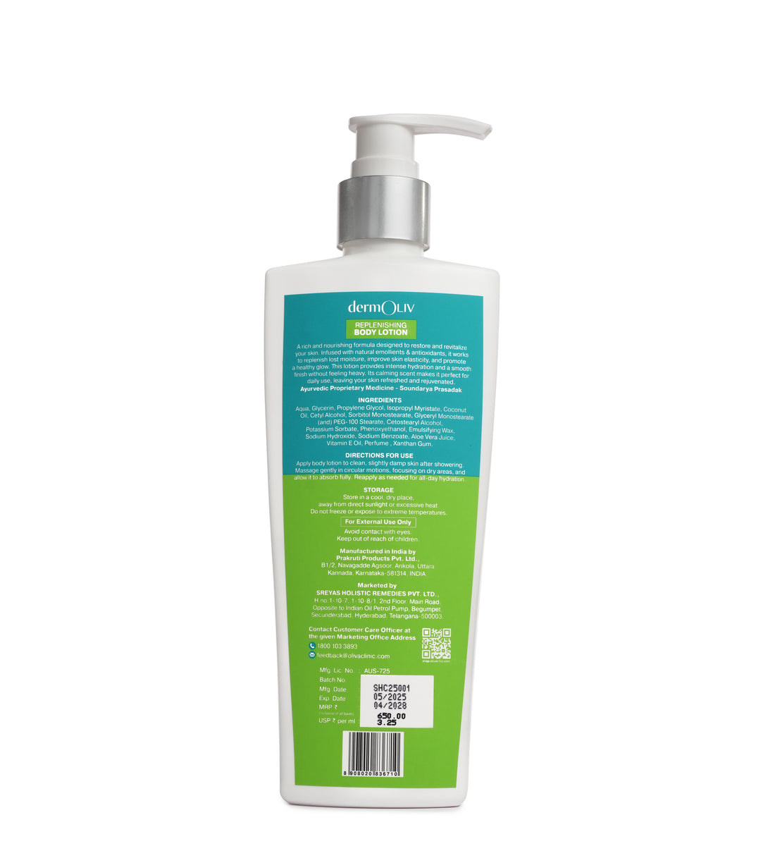 dermOLIV Replenishing Body Lotion
